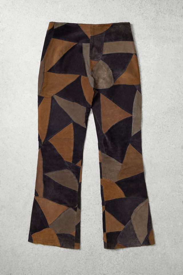 One-Of-A-Kind x Pixie Collective Whimsy Goth Clockhouse Suede Patchwork Bootcut Trousers #2