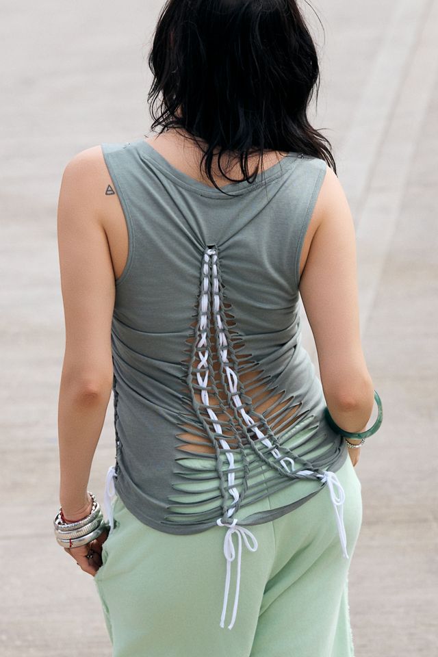 One-Of-A-Kind x Dearloved Rework Macramé Studded Tank Top #1