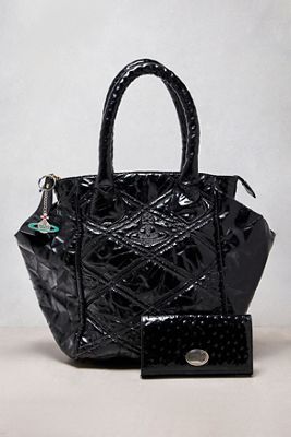 One-Of-A-Kind Y2K Designer Vivienne Westwood Black Patent Shoulder Bag
