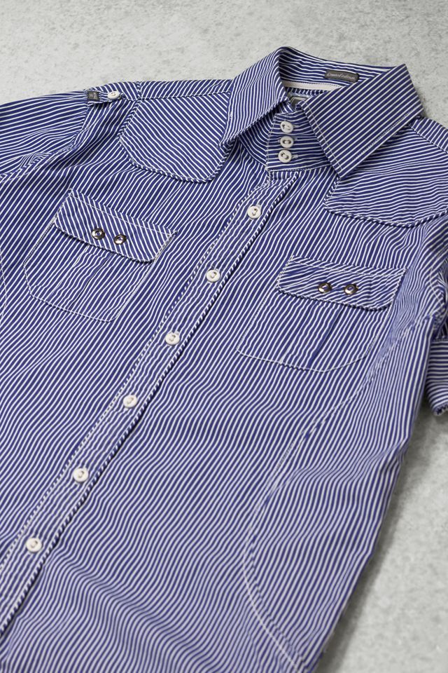 One-Of-A-Kind x Pixie Collective Blue Stripe Short Sleeve Shirt #3