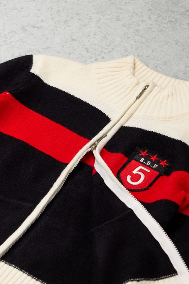 One-Of-A-Kind x Pixie Collective Red Ray Sporty Zip-Through Knit Jumper #1