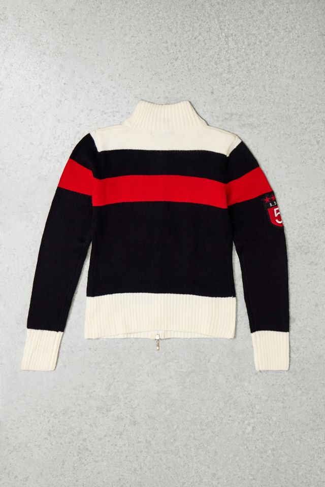 One-Of-A-Kind x Pixie Collective Red Ray Sporty Zip-Through Knit Jumper #2