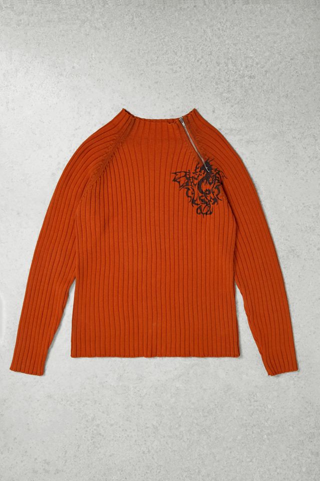 One-Of-A-Kind x Pixie Collective Red Ray Asymmetric Zip-Through Knit Jumper #2
