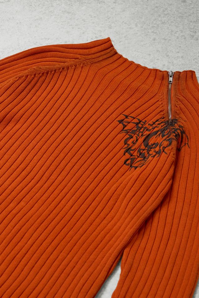 One-Of-A-Kind x Pixie Collective Red Ray Asymmetric Zip-Through Knit Jumper #3