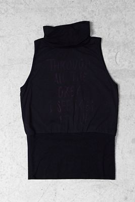 One-Of-A-Kind x Pixie Collective Jennyfer Black High Neck Mesh Graphic Top