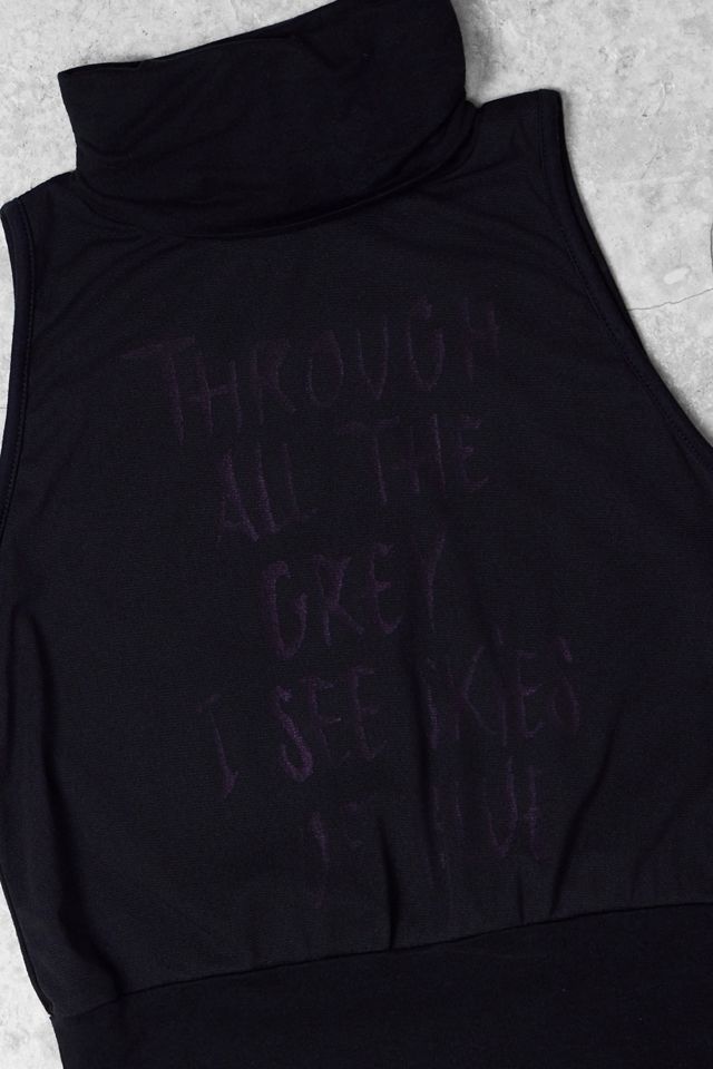 One-Of-A-Kind x Pixie Collective Jennyfer Black High Neck Mesh Graphic Top #1