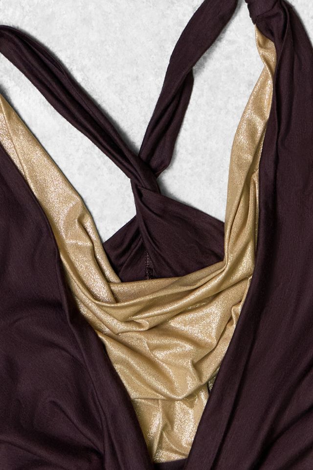 One-Of-A-Kind x Pixie Collective Metallic Cowl Neck Halter Top #1