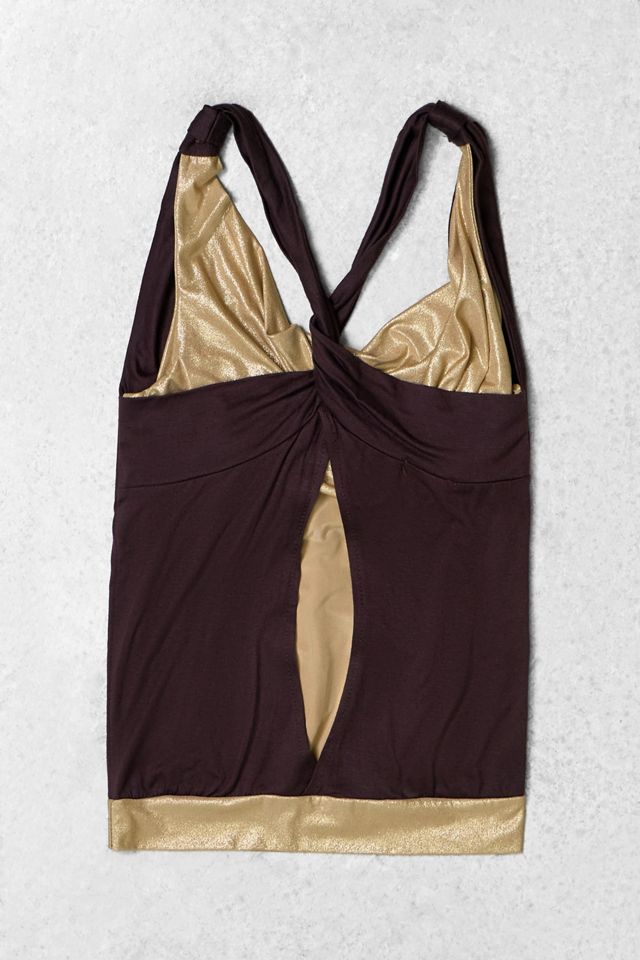 One-Of-A-Kind x Pixie Collective Metallic Cowl Neck Halter Top #2
