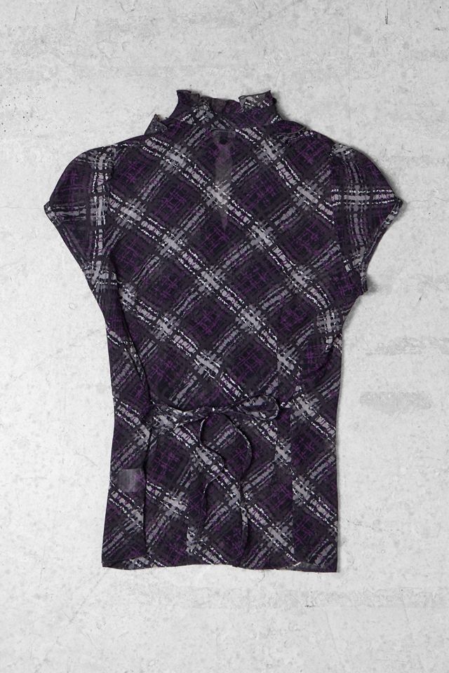 One-Of-A-Kind x Pixie Collective Papaya Plaid Mesh Ruffle Shirt #2