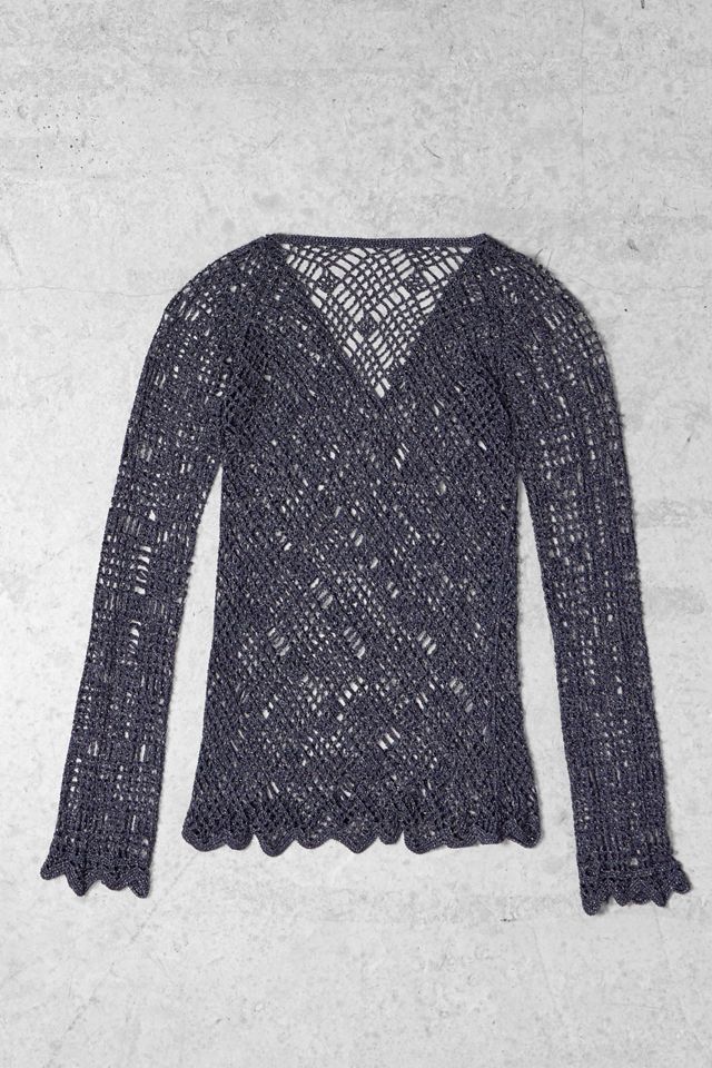 One-Of-A-Kind x Pixie Collective Beaded Long Sleeve Crochet Top #2