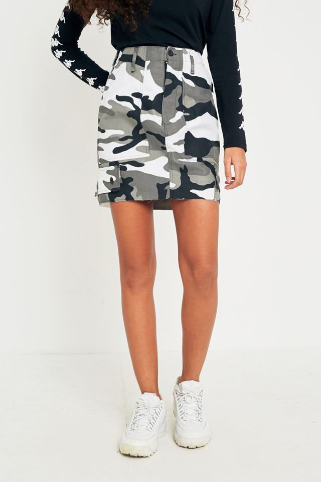 Urban Renewal Vintage Customised Black-and-White Camo Mini Skirt #1