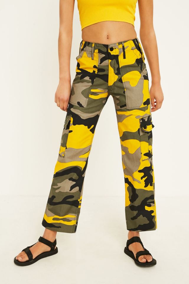 Womens yellow hot sale camo pants