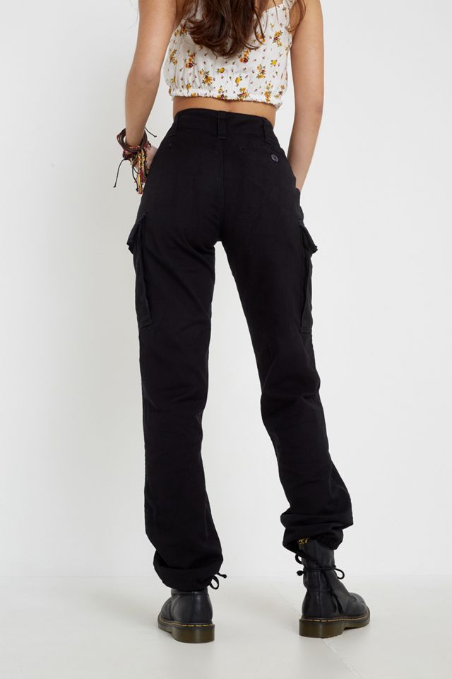 Urban Renewal Vintage Black Overdyed Moleskin Cargo Trousers #1