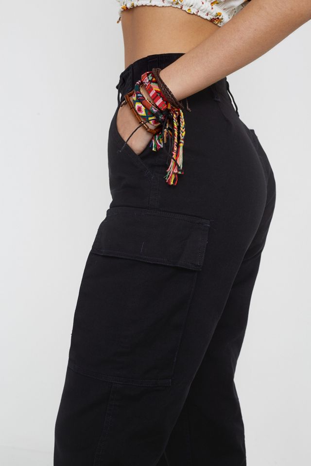 Urban Renewal Vintage Black Overdyed Moleskin Cargo Trousers #3