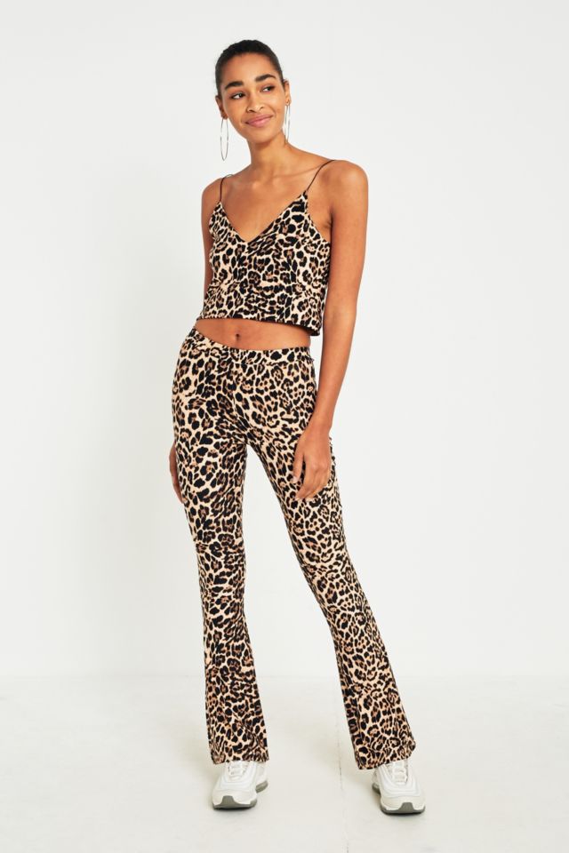 Flared pants with leopard print - Light Brown Black