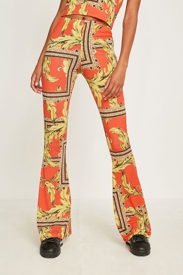 Urban Renewal Remnants Red Scarf Pattern Mega Flare Trousers #1