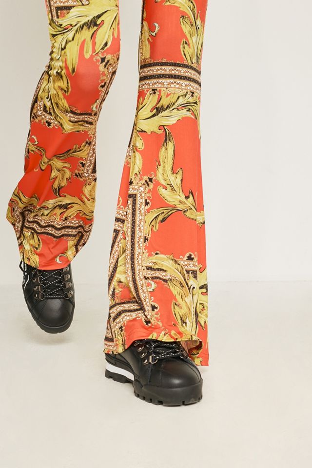 Urban Renewal Remnants Red Scarf Pattern Mega Flare Trousers #3