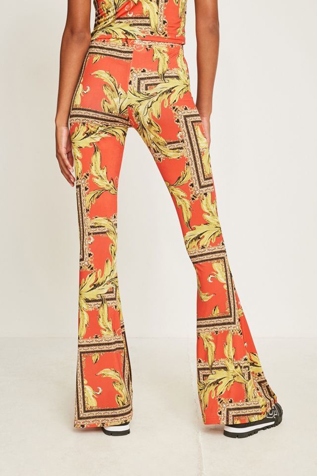 Urban Renewal Remnants Red Scarf Pattern Mega Flare Trousers #4