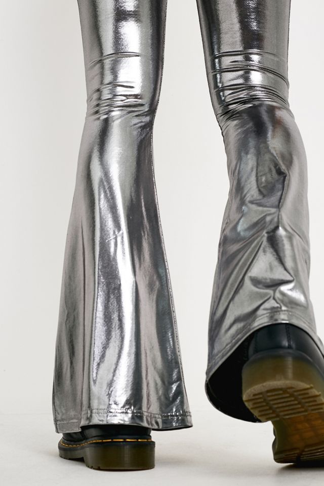 Urban Renewal Remnants Silver Lamé Flare Trousers #1