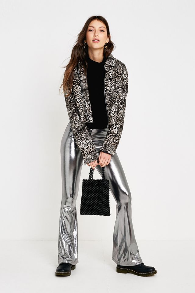 Urban Renewal Remnants Silver Lamé Flare Trousers #2