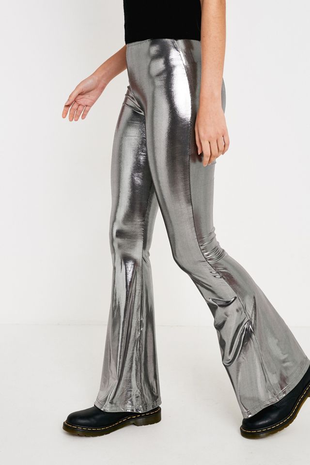 Urban Renewal Remnants Silver Lamé Flare Trousers #3
