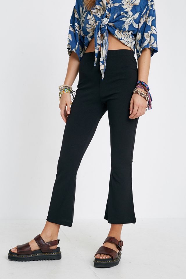 Urban Outfitters Archive Pantaloni Nero Crepe Cropped Kick Flare #3