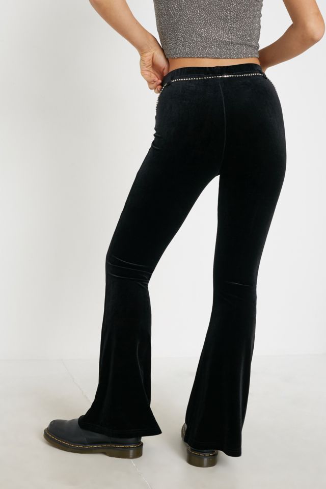 Urban Outfitters Archive Black Velvet Diamante Flare Trousers