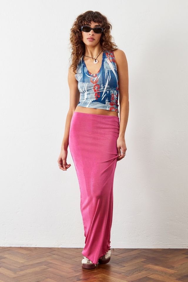 Archive At UO Pink Jersey Maxi Skirt | Urban Outfitters UK