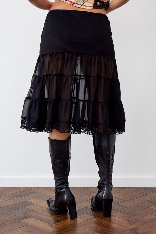 Archive At UO Black Lace Petticoat Midi Skirt  #2