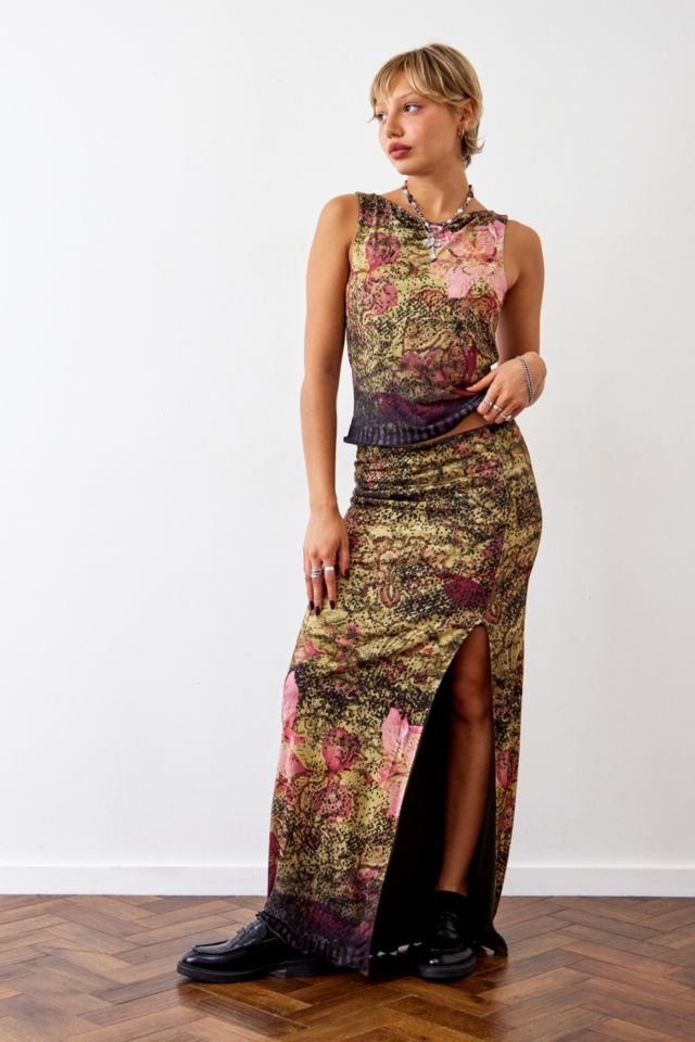 Rose print outlet maxi skirt