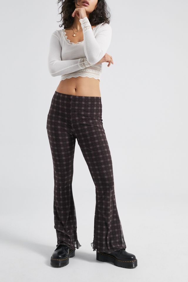Urban Outfitters Archive Chocolate Tile Mesh Flare Trousers #1