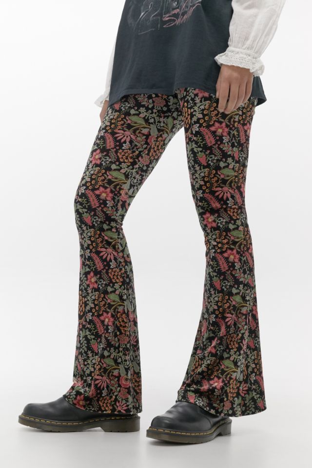 Urban Outfitters Archive Curtain Floral Velvet Flare Trousers | Urban ...