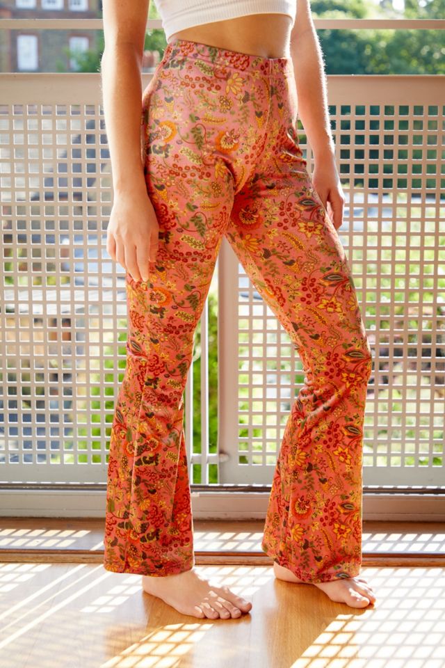 Retro Floral Flare Pants Orange