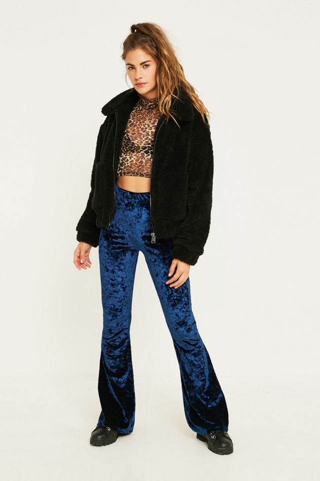 Urban Renewal Vintage Remnants Navy Velvet Flare Trousers #2
