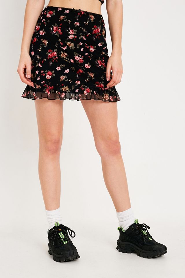 Urban Renewal Made From Remnants Mini Floral Mesh Skirt #2