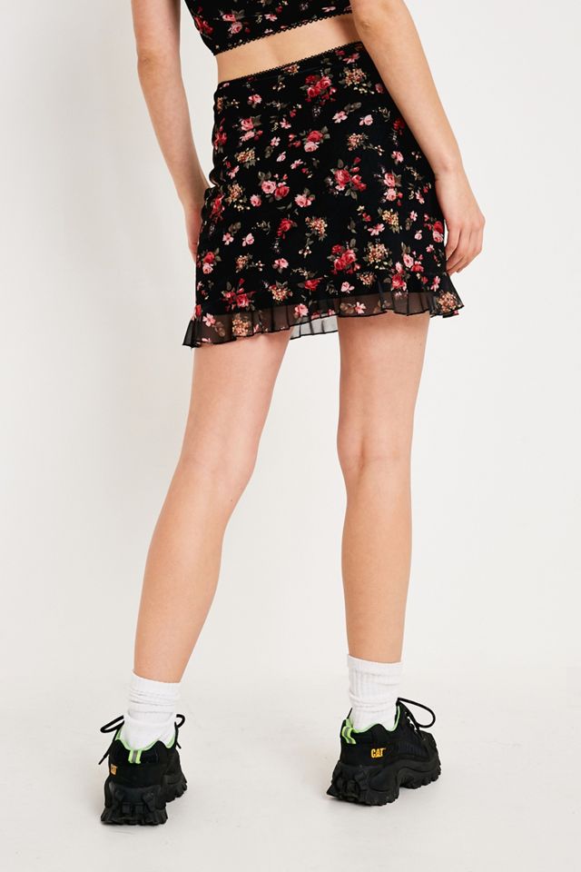 Urban Renewal Made From Remnants Mini Floral Mesh Skirt