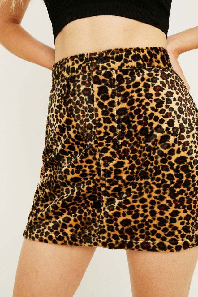 Winter Leopard Print Skirt Yellow Harlow Leopard Denim Mini Skirt