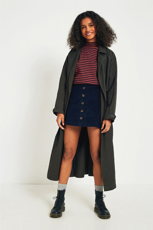 Urban Renewal Vintage Remnants Navy Corduroy Button-Through Skirt #1