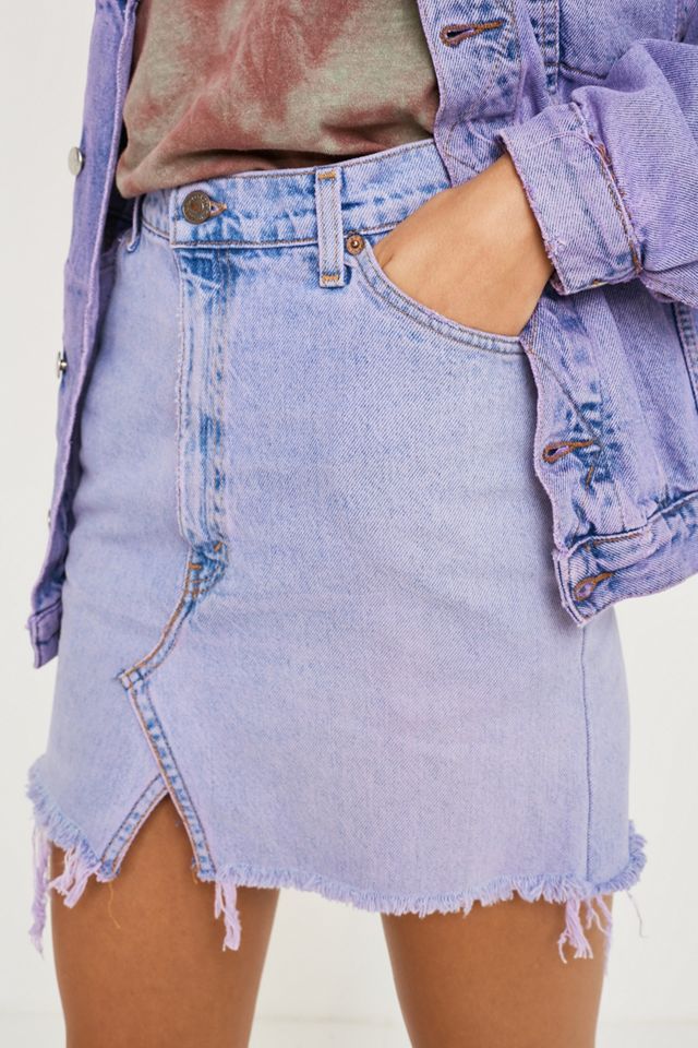 Urban Renewal Customised Vintage Overdyed Tint Lilac Denim Skirt #3