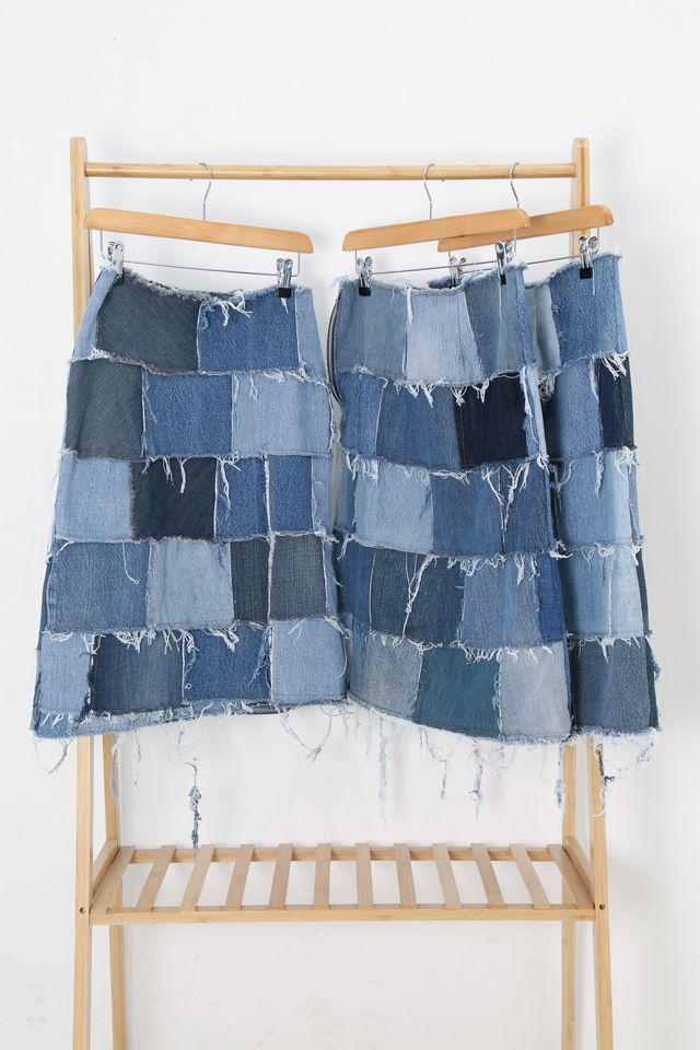 Urban Renewal Remade From Vintage Patchwork Denim Midi Skirt  #1