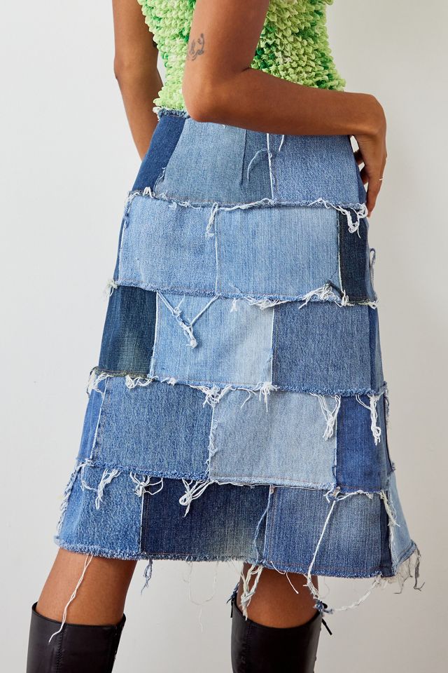 Urban Renewal Remade From Vintage Patchwork Denim Midi Skirt  #2