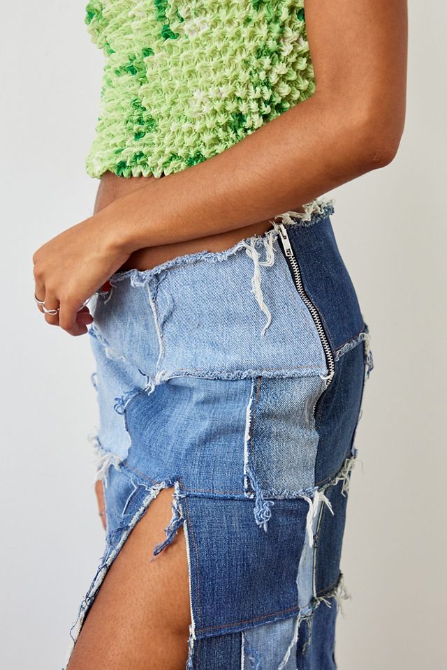 Urban Renewal Remade From Vintage Patchwork Denim Midi Skirt  #3