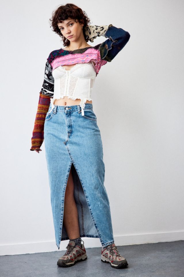 Urban Renewal Vintage Levi's Y2K Split Denim Skirt | Urban Outfitters UK
