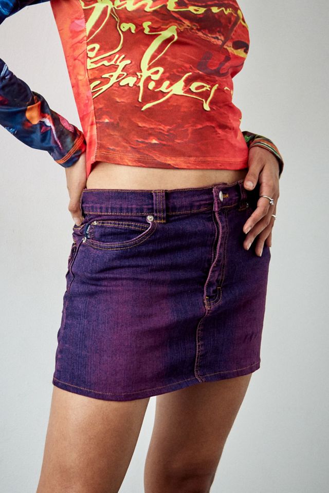 Urban Renewal Remade From Vintage Pink Tint Y2K Denim Mini Skirt