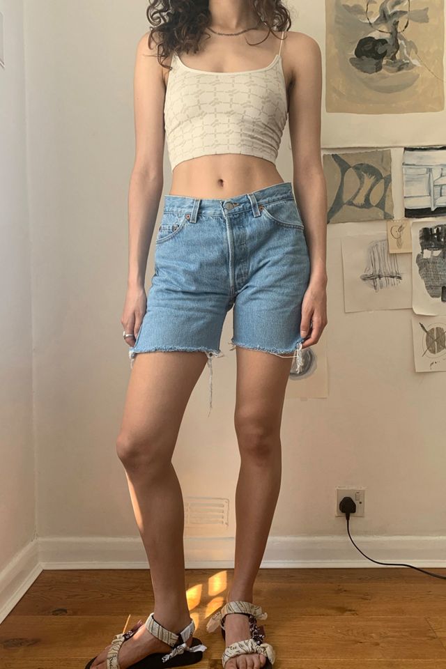 Urban Renewal Remade From Vintage Levi’s Raw Hem Light Denim Shorts #3