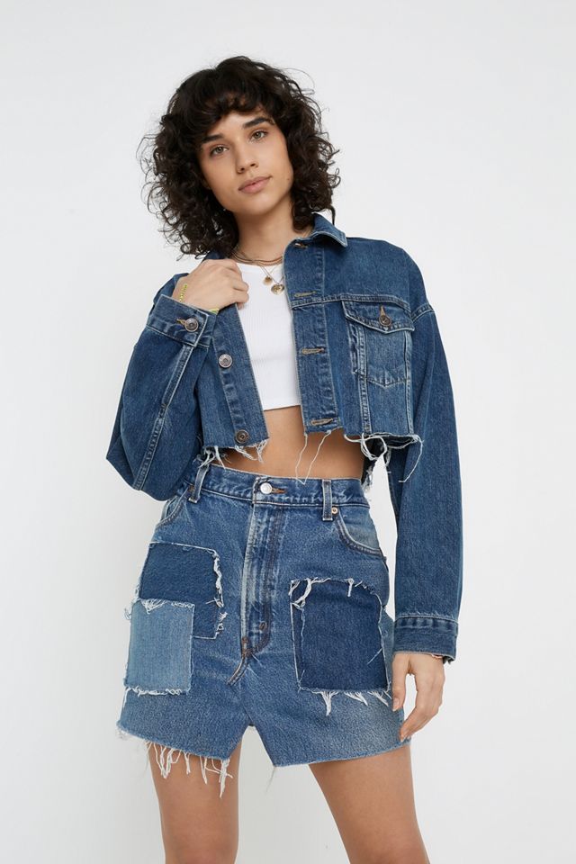 Urban Renewal Remade From Vintage -  Jupe en denim à empiècement et délavage léger Levi's #2
