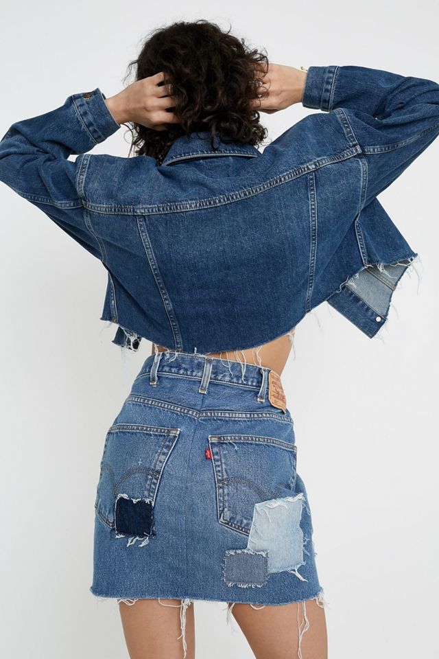 Urban Renewal Remade From Vintage -  Jupe en denim à empiècement et délavage léger Levi's #3