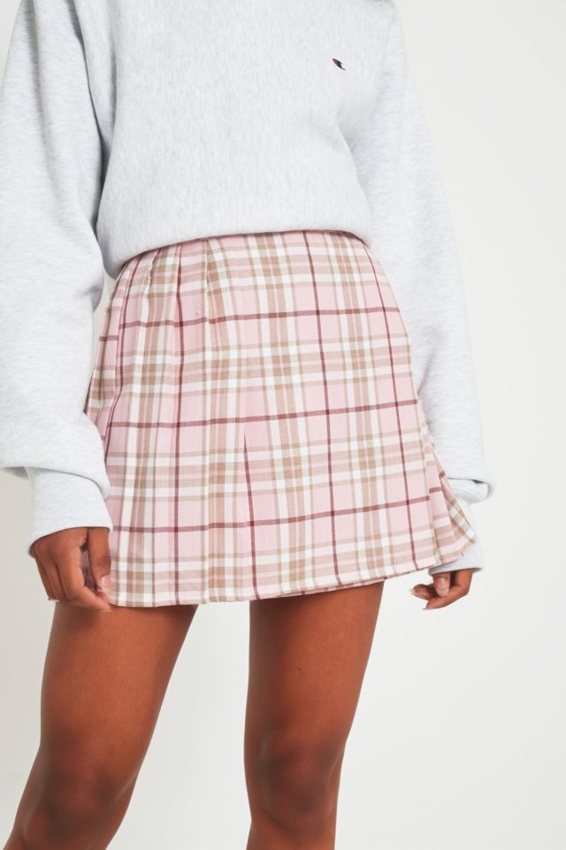 Urban Renewal Vintage Re Made Pink Tartan Plaid Skirt Urban Outfitters UK