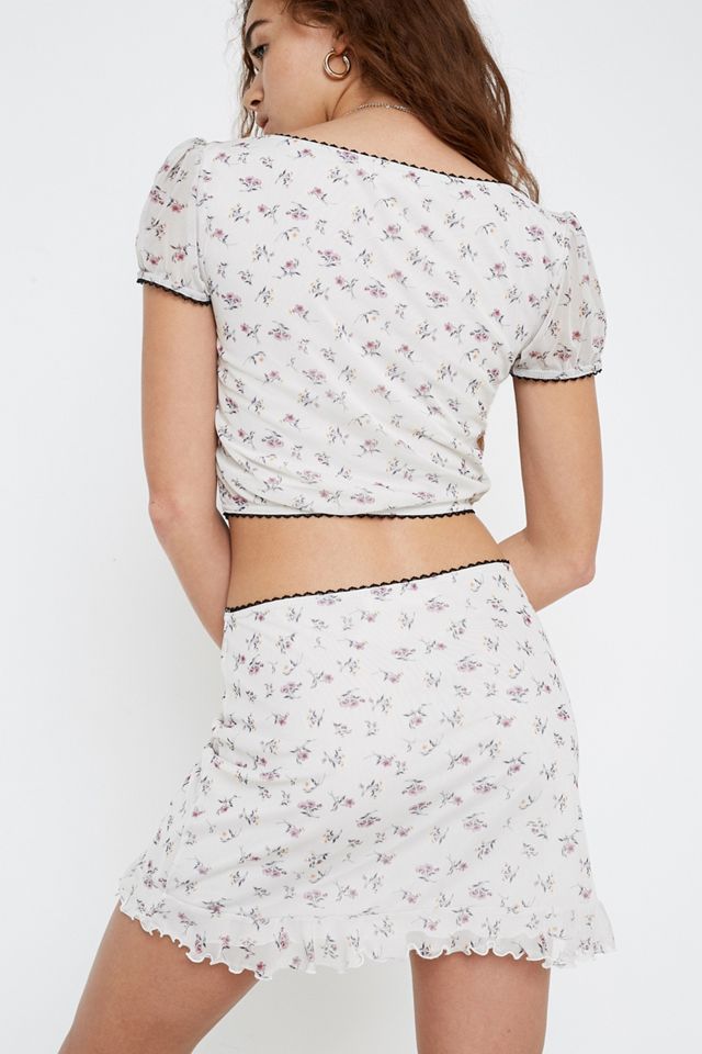 Urban Outfitters Archive Ecru Ditsy Floral Peplum Skirt #3