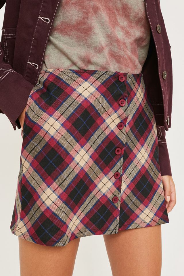 Urban Renewal Vintage Remnants Pink, Beige and Blue Tartan Skirt #1
